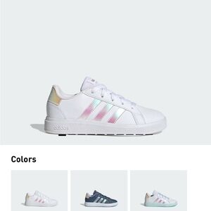 Adidas Kids' White Sneakers with Iridescent Stripes